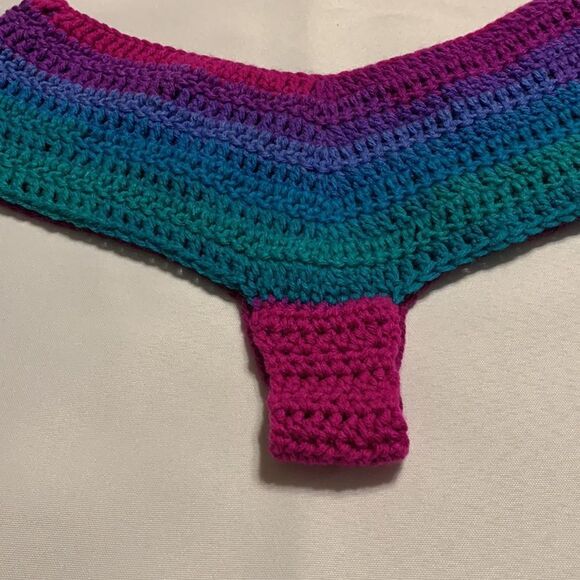 Hand Crocheted OSFM Bikini Top & Bottom (with mask;) - Picture 5 of 11